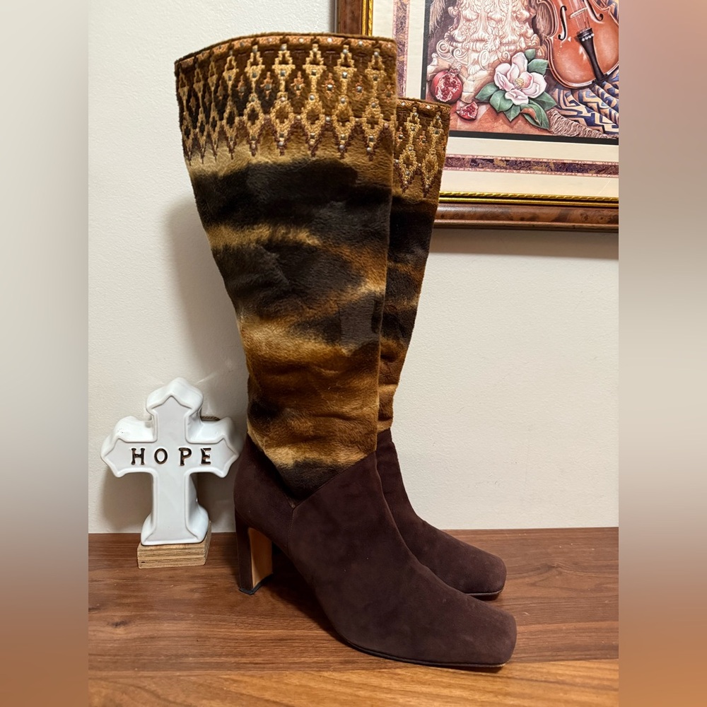 St. John Brown and Tan Heeled Boots